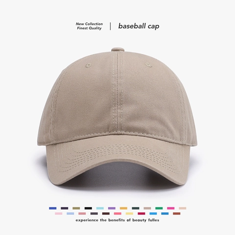 Unisex Cotton Baseball Cap Adjustable Metal Buckle Soft Top Curved Brim Outdoor Sun Protection Simple Solid Color Hat