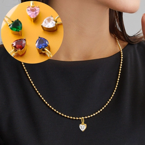 Heart Shape Zircon Pendant Stainless Steel DIY Jewelry Making Accessory Small Dainty Charms For Necklace Bracelet Craft