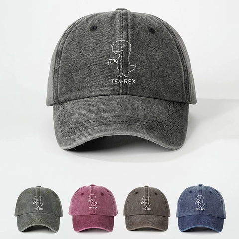 Cappello Da Baseball Lavato Con Stampa Dinosauro Tea-Rex Regolabile Protezione Solare All'aperto Cappello Casual Retrò