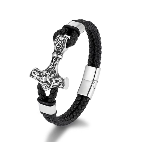 Bracciale In Pelle Intrecciata Da Uomo Con Ciondoli In Metallo In Acciaio Inossidabile Gioielli Di Moda Punk Multistrato