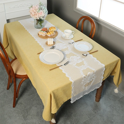Vintage Amerikanischer Stil Hohl Spitzen Tischläufer Blumen Bestickt Rechteckige Tischdecke Für Hochzeit Party Haus Essen Dekor