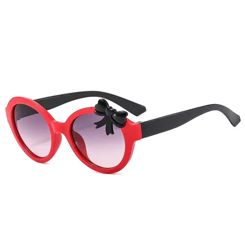 Kids Sunglasses Round Frame UV400 Protection Cute Bow Tie Decor PC AC Plastic Fashion Eyewear For Boys Girls