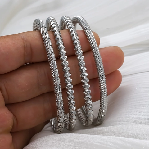 Bracciale Texturizzato Vintage Da Donna Acciaio Inossidabile 304 Impermeabile Ipoallergenico Intrecciato Gioielli Geometrici