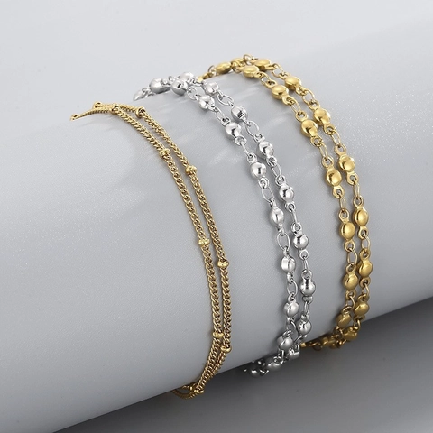 Minimalist Stainless Steel Satellite Beaded Chain Necklace For Women Simple Dainty Gold Color Fashion Jewelry