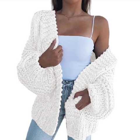 Women Mohair Chunky Knit Cardigan Sweater Thick Warm Long Sleeve Open Front Loose Oversized Casual Outwear