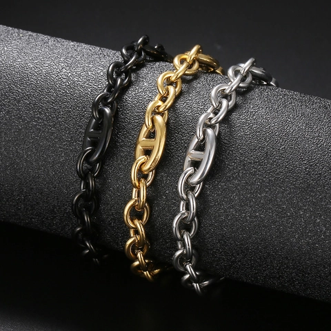 Pulsera De Cadena De Ancla De Acero Inoxidable Para Hombres Joyería Minimalista Estilo Cubano Pulido Accesorio Hip Hop