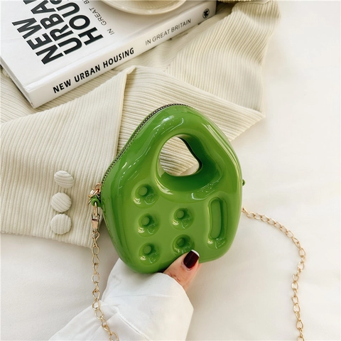 Mini Bolso Bandolera Brillante PVC Jelly Bolso De Mano Con Cadena Dorada Novedad Forma Irregular Estilo Dulce Para Mujeres