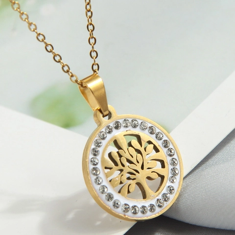 Collana Con Ciondolo In Acciaio Inossidabile Con Strass Conchiglia Albero Della Vita Teschio Cuore Croce Gufo Gioielli Moda