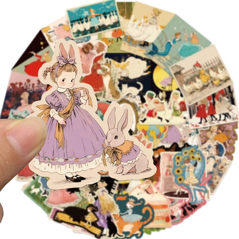 Vintage Sprookjes Stickers PVC Mat Waterdicht Decoratieve Stickers Voor Bagage Laptop Skateboard Telefoonhoesje Retro Stijl