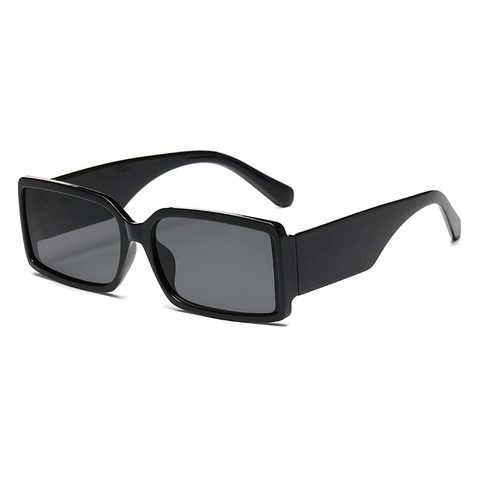Retro Rectangle Sunglasses UV400 Protection Plastic Thick Frame Wide Leg Trendy Travel Fashion Women Men