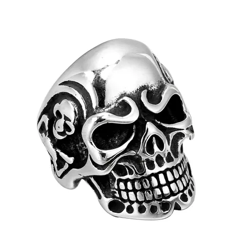 Anillo Teschio Gotico Acciaio Inossidabile Punk Rock Biker Gioielli Vintage Retro Per Uomo Colore Argento Antico