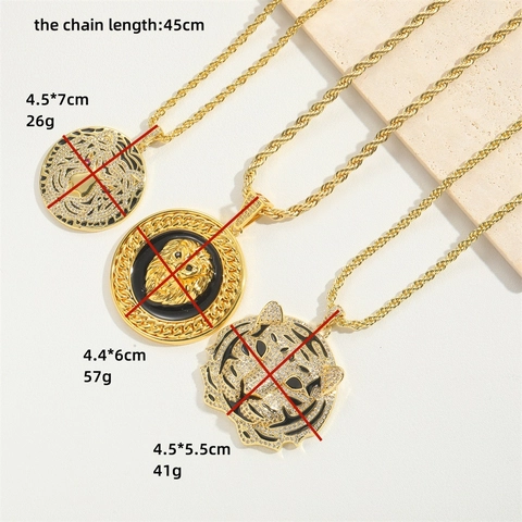 Hip Hop Gedurfd Dier Hanger Halsketting Voor Vrouwen Koper Verguld Leeuw Tijger Luipaard Hoofd Torsieketting Zirconia Email Statement Sieraden