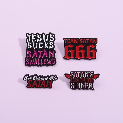 Gothic Horror Letter Alloy Enamel Brooch Pin Lacquered Badge For Clothes Backpack Punk Accessory Jewelry For Men Women