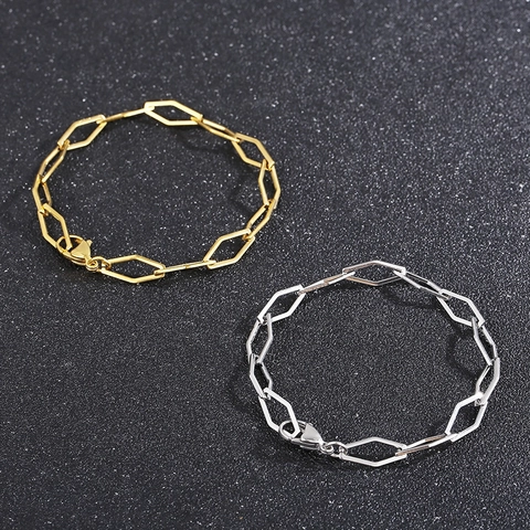 Collar De Cadena Con Eslabones Hexagonales Geométricos Minimalistas De Acero Inoxidable Joyas De Clip Para Mujer Hombre Estilo Punk Hip Hop