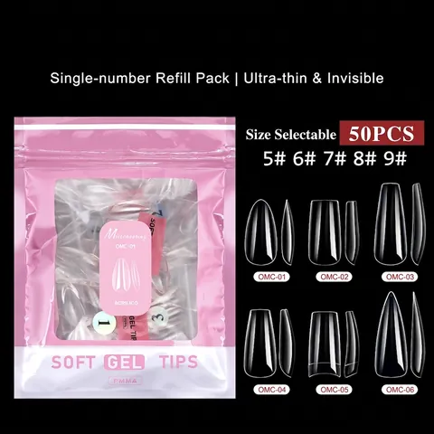 Transparante Soft Gel Nagel Tips Dun Vouwvrij Coffin Stiletto Amandel Tapered Square Professionele Verlenging Manicure