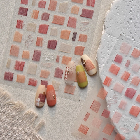 Adesivi Per Unghie Ultra Sottili Flessibili Adesivi Texture Tessuto Retrò Motivo Pizzo A Quadretti Manicure DIY