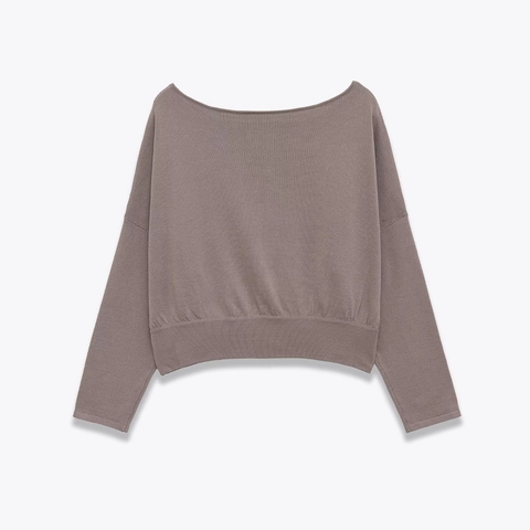 Women Casual Off-the-Shoulder Knit Sweater Long Sleeve Loose Pullover Top Solid Color Soft Fall Winter Knitwear Jumper
