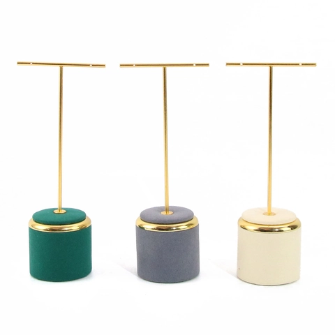 Earring Display Stand T Bar Metal Velvet Microfiber Jewelry Organizer Desktop Showroom Accessory Rack Minimalism Modern