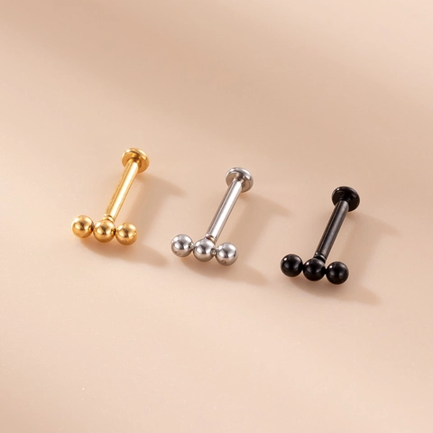 Joyería Para Piercing De Labio De Acero Inoxidable Con Bola De Cobre Y Circonia Para Mujer Y Hombre Novedad