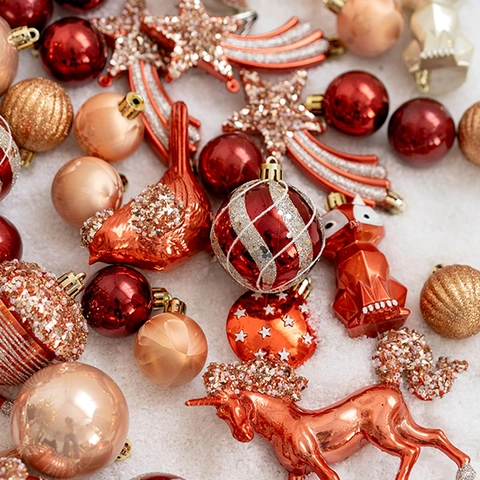 Ornamenti Appesi Albero Di Natale Forme Multiple Plastica PVC Galvanizzato Glitter Opaco Decorazione Festa