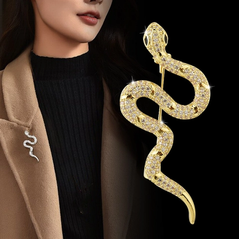 Broche Serpent Alliage Pavée De Strass Design Animal En Forme De S Épingle Pour Costume Pull Bijoux De Luxe Pour Femmes Hommes
