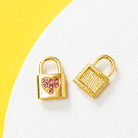 Alloy Rhinestone Heart Lock Charms Mini Pendants For DIY Jewelry Making Bracelet Necklace Accessories Cute Fashion