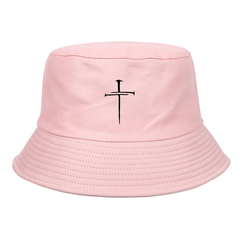 Cappello Alla Pescatora In Cotone Ricamo Croce Hip Hop Streetwear Protezione Solare Cappello Casual All'aperto Per Donne Uomini