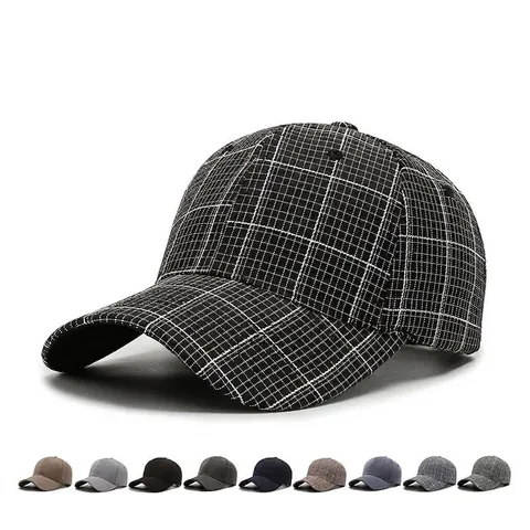Cotton Plaid Baseball Cap Breathable Sunshade Adjustable Leisure Sports Hat For Men And Women Checkered Pattern