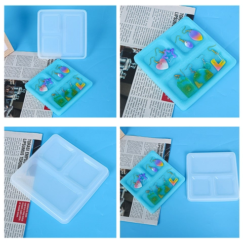Sieraden Opbergplateau Siliconen Mal DIY Hars Gieten Multi Compartiment Rechthoek Vierkante Vorm Craft Tool Flexibel