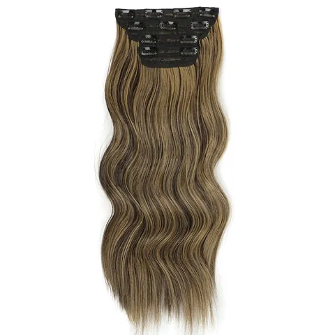 Synthetic Clip In Hair Extensions Long Wavy Straight Heat Resistant Fiber Hairpieces Daily Natural Look For Women
