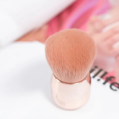Großer Pilzkopf Make-up Pinsel Nylon Weiche Borsten Galvanisierter Kurzer Griff Tragbar Für Rouge Puder Nagelstaub