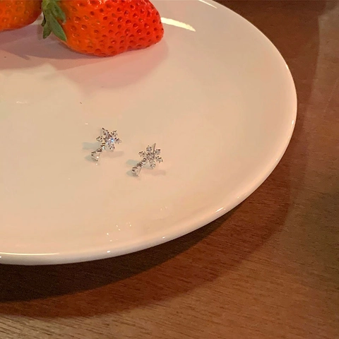 Schneeflocken-Ohrhänger Mit 925 Sterling Silber Ohrstecker Kupfer Zirkon Wassertropfen Schmuck Für Damen