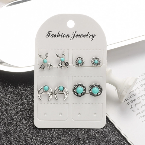 Bohemian Vintage Drop Dangle Earrings For Women Alloy Turquoise Tassel Feather Ethnic Retro Style Jewelry