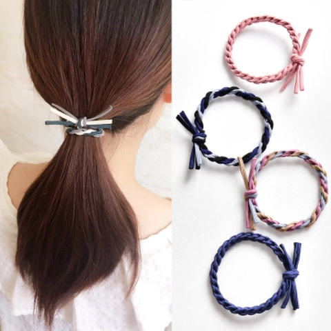Braided Hair Ties High Elasticity Handmade Knot Ponytail Holder Elastic Cord Hair Bands For Women Girls