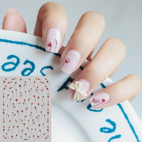 Floral Nail Art Stickers Ultra Thin Matte Tulip Flower Adhesive Decals French Style DIY Manicure Elegant Botanical Design