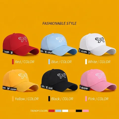 Casquette De Baseball Broderie Papillon Polyester Pare-soleil Réglable Ruban Lettre Streamer Chapeau Streetwear