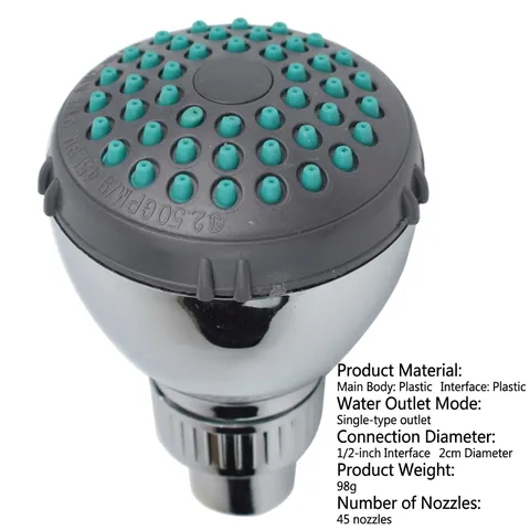 Soffione Doccia Fisso Alta Pressione Risparmio Idrico Spruzzo Superiore ABS Cromato Con Snodo Girevole Ugelli In Silicone Verde Bagno