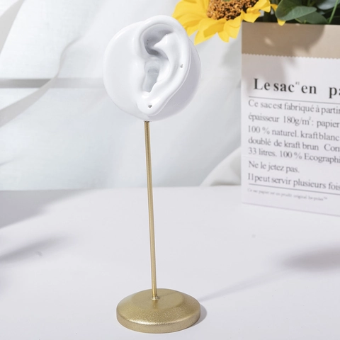 Kreativer Ohrform Ohrringständer Harz Ohrmodell Goldener Metallstab Schmuckständer Für Ohrstecker Fotografie Requisiten