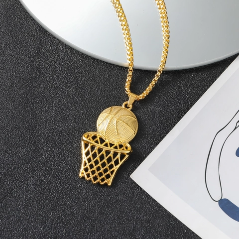 Basketballkorb Anhänger Halskette Edelstahl Hip Hop Sport Boxkette Schmuck Für Damen Und Herren Mode Accessoire