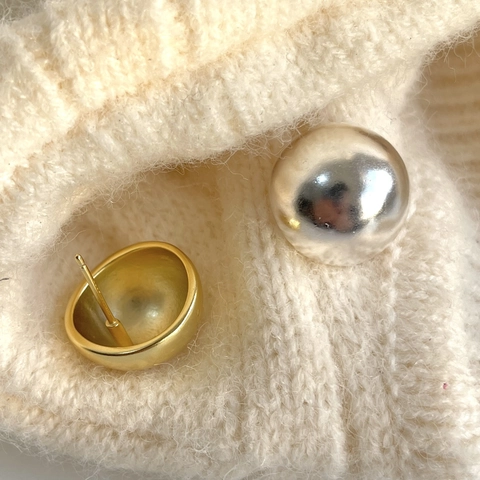 Minimalistische 925 Sterling Silber Halbkugel Ball Ohrstecker Matt Gebürstet Geometrischer Schmuck Für Damen