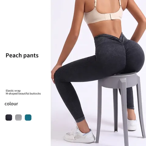 Nahtlose Yoga Leggings Damen Hohe V Taille Scrunch Butt Lift Nylon Spandex Gerippt Training Fitness Laufhose