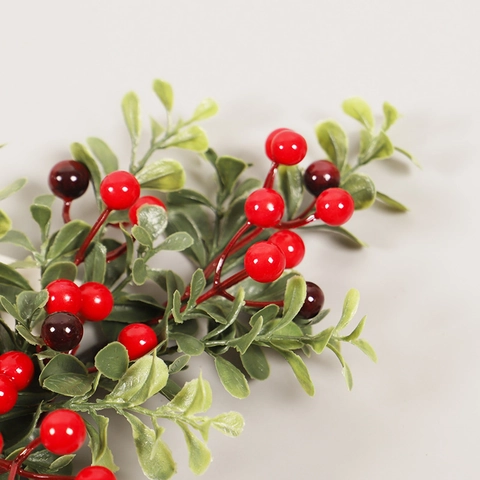 Artificial Christmas Berry Branch With Pinecone And Green Leaves For Holiday Home Decor Floral Arrangement