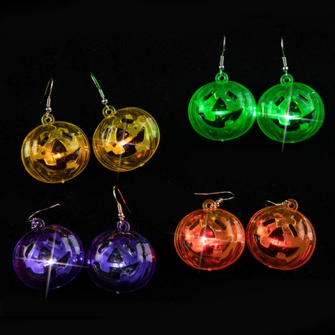 Halloween Kürbis Laterne LED Leuchtende Ohrhänger Kunststoff Harz Kreativer Festlicher Ohrschmuck Für Party Urlaub Unisex Geschenk