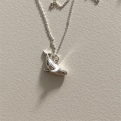 Whale Pendant Necklace 925 Sterling Silver Minimalist Dainty Animal Jewelry Gift For Women Korean Style