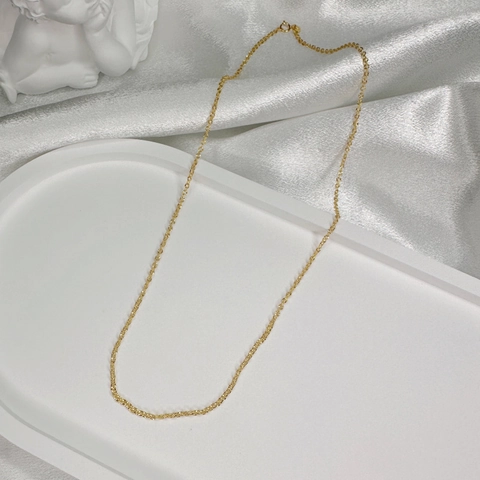 Collier en Argent Sterling S925 pour Femmes Plaqué Or Argent Chaîne Vague d'Eau Perle Chaîne en O Bijoux de Bricolage