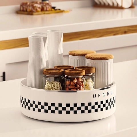 Portaspezie Girevole Lazy Susan Plastica PET Organizzatore Girevole Per Bancone Cucina Armadietto Dispensa Vassoio