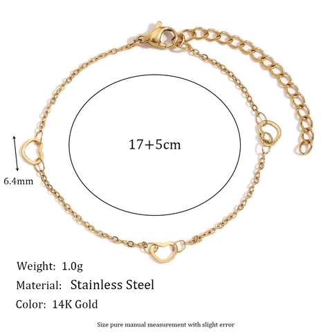 Bracciale Con Cuore Spliced Minimalista Acciaio Inossidabile Placcato Oro 14K Gioielli Cuore Cavo Regolabile Per Donna Design Di Nicchia