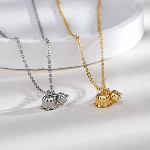 Elegant Lily Of The Valley Flower Pendant Necklace Copper Electroplated Rhinestone Jewelry Sweet Floral Choker For Women