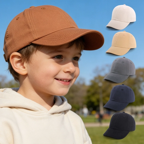 Kids Baseball Cap Cotton Twill Solid Color Adjustable Sun Protection Outdoor Casual Hat For Boys Girls Toddlers