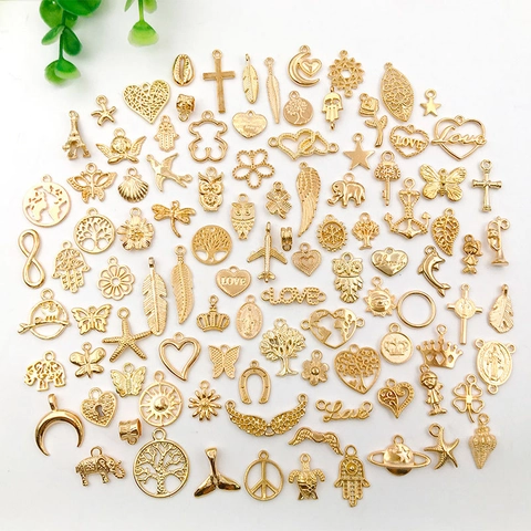 DIY Anhänger Charms Gemischte Stile Zinklegierung KC Gold Für Halsketten Armband Herstellung Schmuckzubehör Handgefertigt